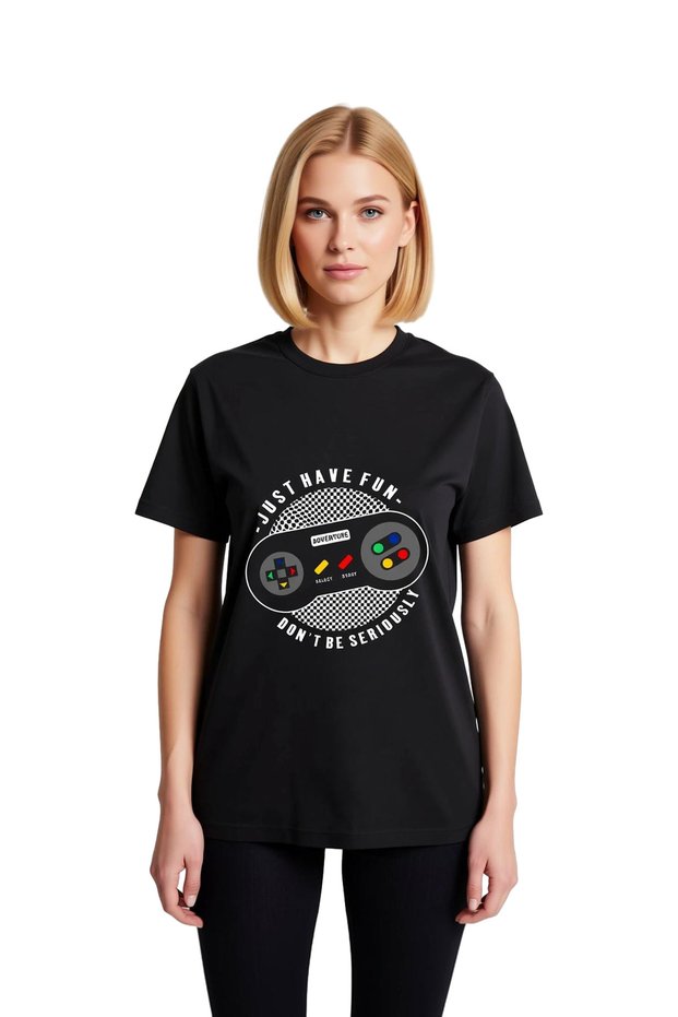Women's Retro Gaming Nostalgia Printed Short Sleeve Round Neck Cotton T-Shirt Fun Design Casual