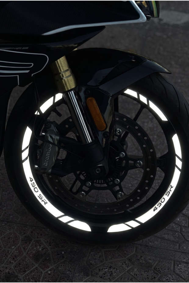12 Pieces 450Sr Lettering Wheel Rim Stripe Sticker Set with Reflectors for Cfmoto 450Sr
