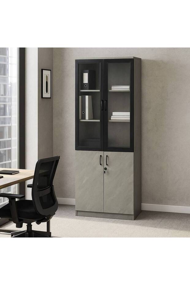 Office cabinet for files 2 doors - gray
