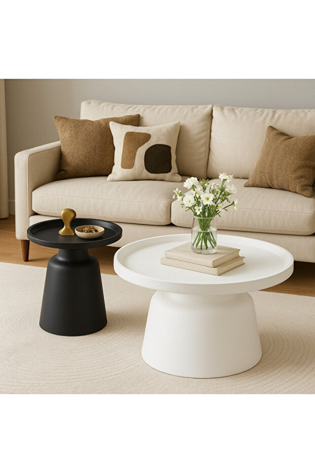 طاولة قهوة باسكال - قطعتين - ابيض واسود