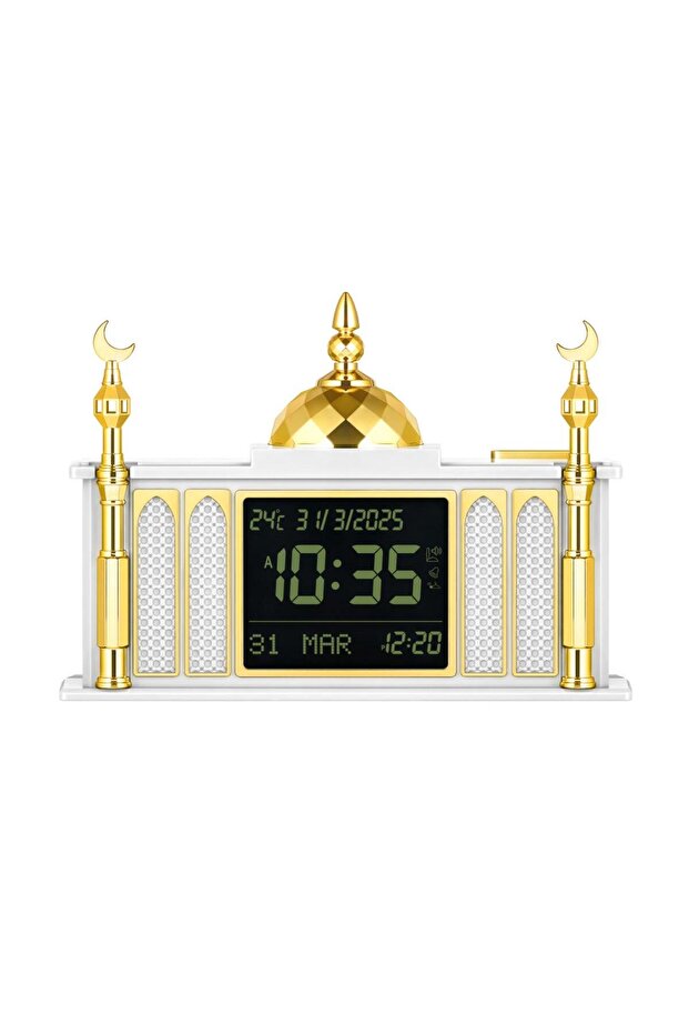 Digital Islamic Azan Prayer Clock with LED Display, Worldwide Prayer Times, Calendar & Temperature