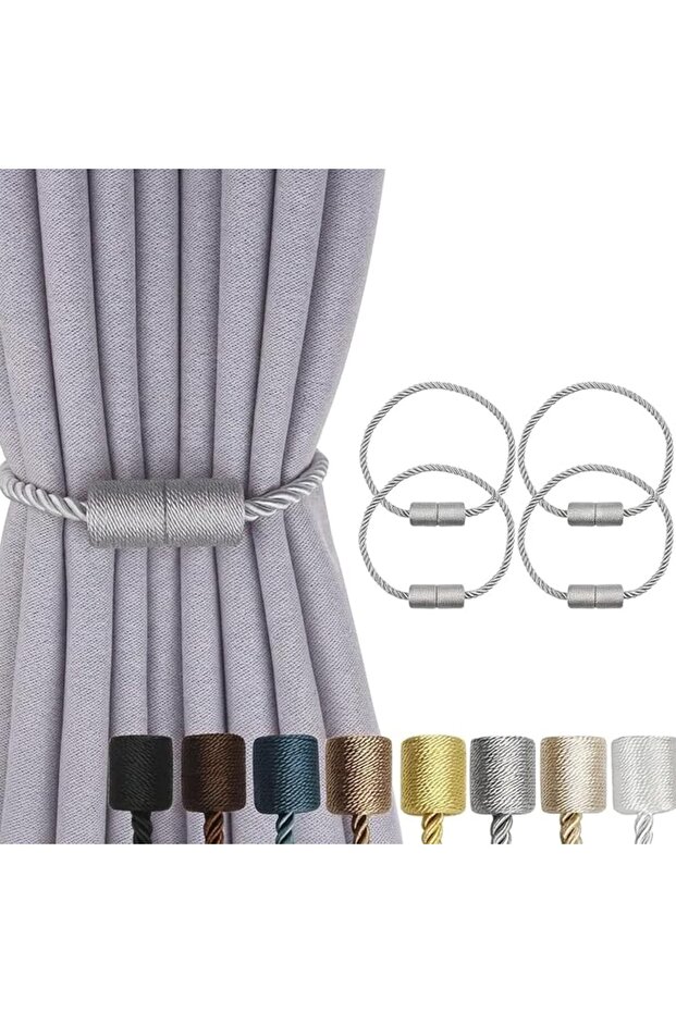 4 Pack Magnetic Curtain Tiebacks – Rope Curtain Holders for Drapes, Modern Decorative Tie