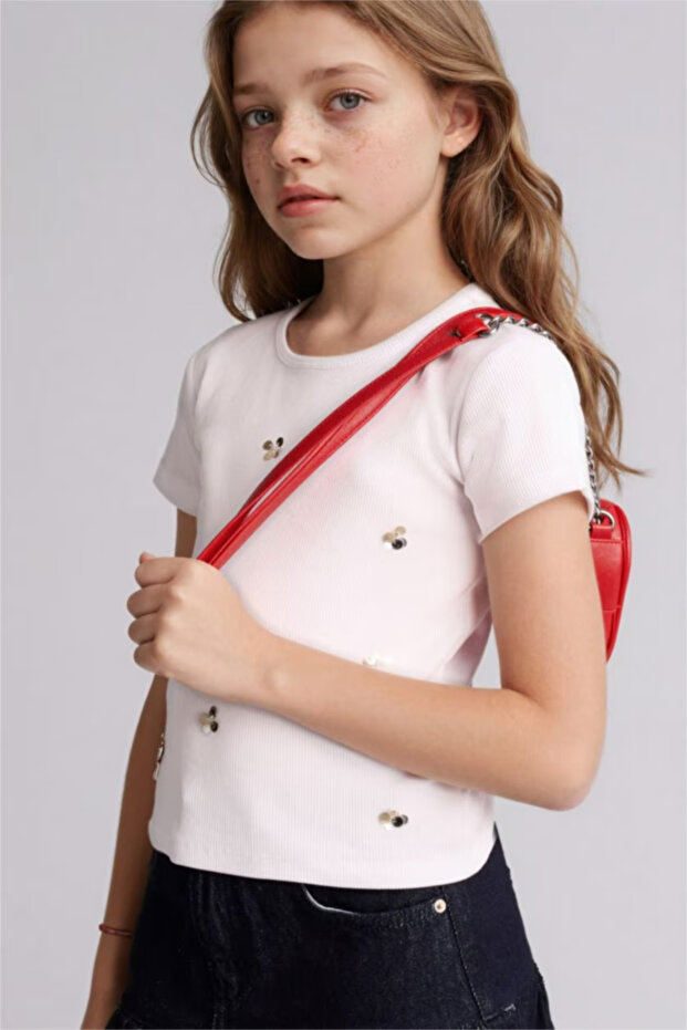 Printed Ribbed Camisole T-Shirt Girls G9914A826Sm