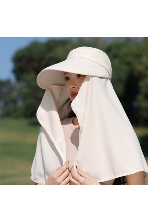 Sun hat white 56-58cm multi-functional neck protector summer.
