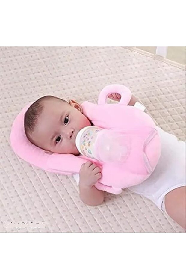 Baby Bottle Feeding Takiya, Soft Self Feeding Support Cushion for Infants, Comfortable Feeding Takiya, Pink