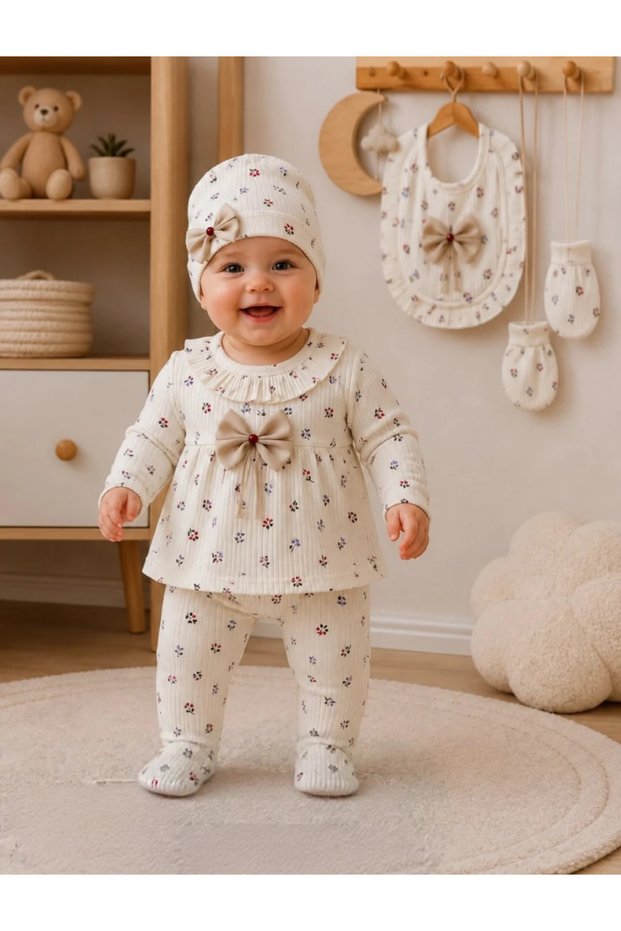 5-piece hospital discharge set with mini flowers print
