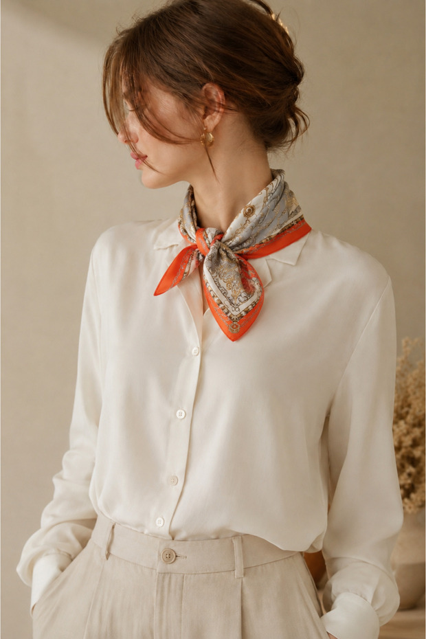 Royal Chain Orange Digital Patterned Scarf