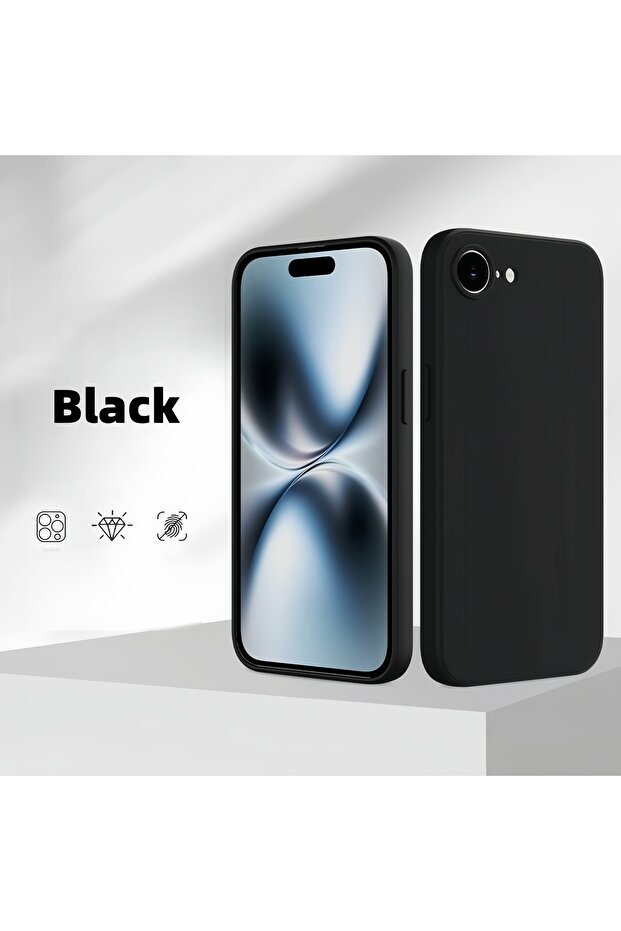 iPhone17e Black Fashion Solid Colour Shockproof Protective Liquid Silicone Phone Case For iphone 17e