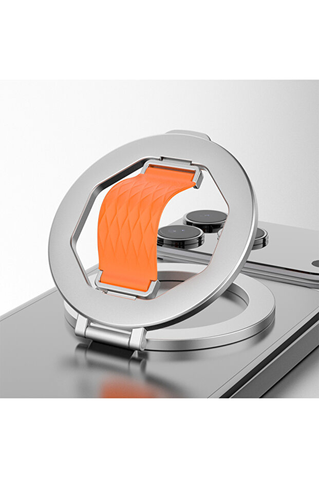 Orange Super Magnetic Finger Ring Holder for Magsafe Folding Portable Metal Stand for iPhone 17 16 1