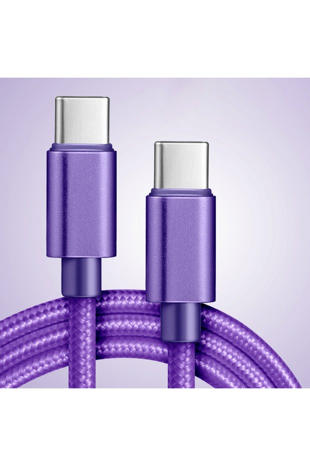 1m Purple 1/2/3m 60W 5A Nylon Fast Charging Cable Dual Type-C Colorful Data Cable Highspeed Data Tra