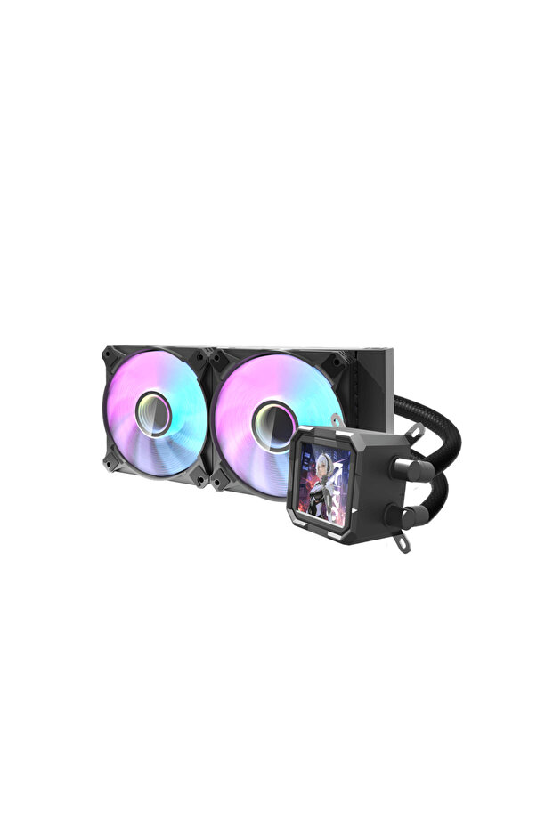 DV240S 240mm ARGB Liquid CPU Cooler,IPS LCD Display,320W TDP,64.05CFM,1800RPM,LGA1700/AM5,Black