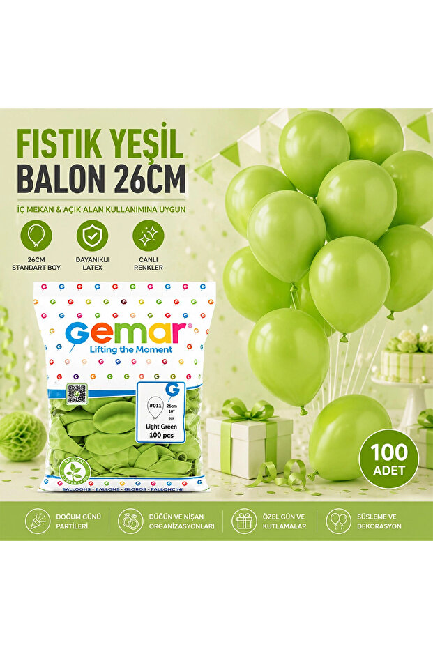 Indoor - Pistachio Green Balloon 10 Inc - 26cm - 100Pcs Bx40