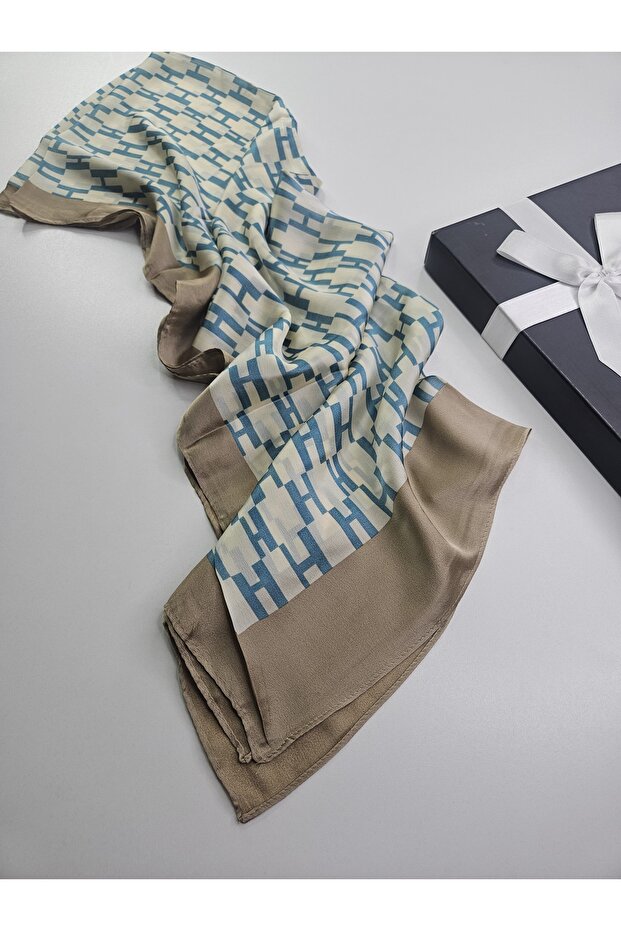 Luxury Voile Silk Double-Sided Shawl Hijab Foulard Scarf Shawl Letter Patterned 70 X 180 cm