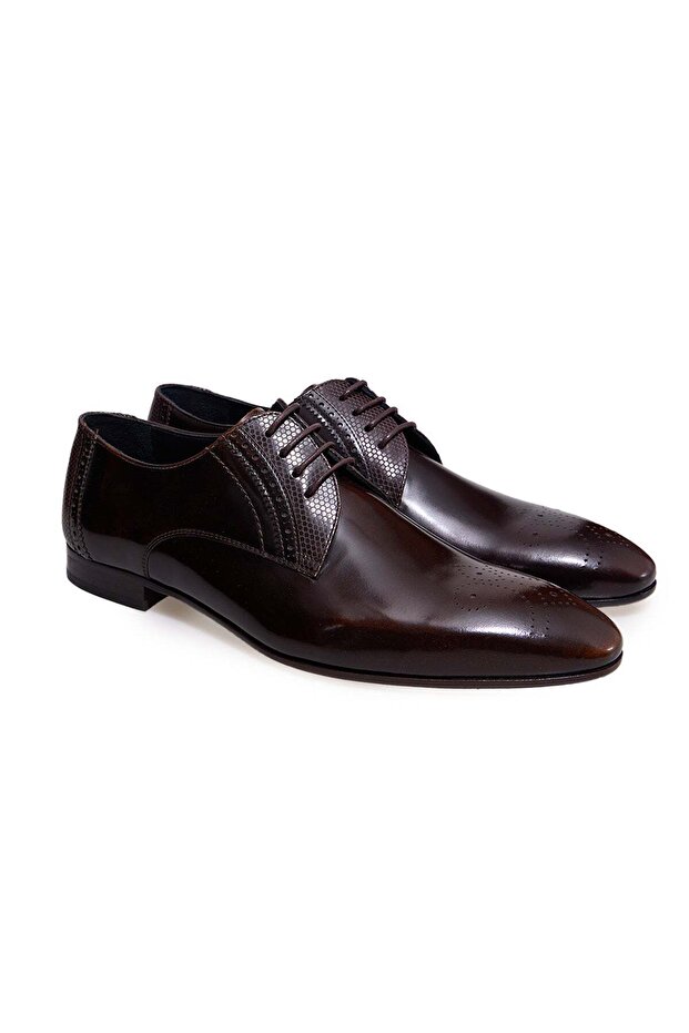 Brown Lace-Up Genuine Leather Men's Shoes