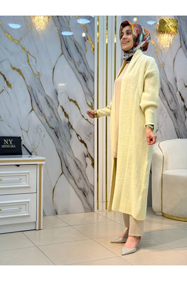 Ny Mehli̇ka Long Angora Cardigan 3372
