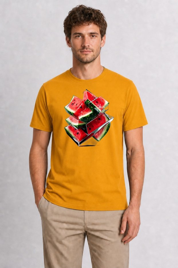 Watermelon Slices Graphic T-Shirt - Yellow