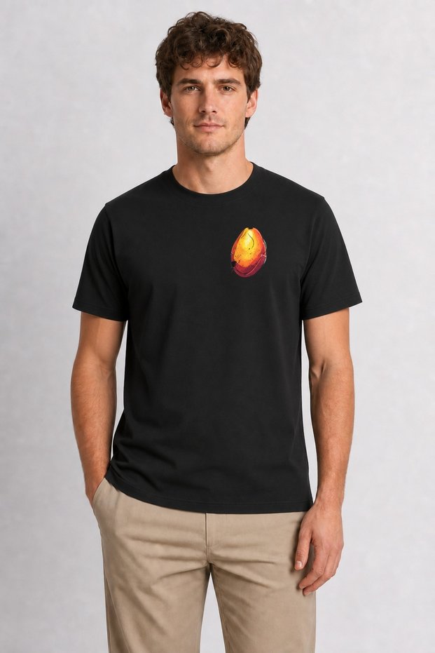 Mango Illustration Print T-Shirt - Black