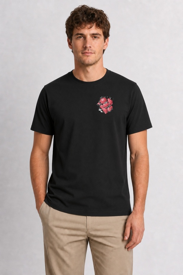 Strawberry Grunge Collage T-Shirt - Black