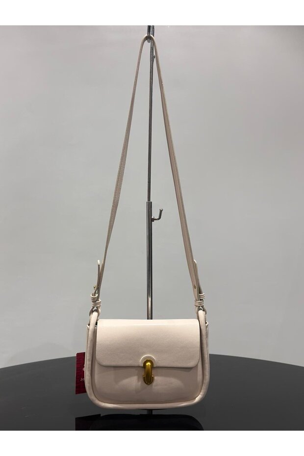 Beige Multi-Compartment Strap Women's Shoulder Bag 2506