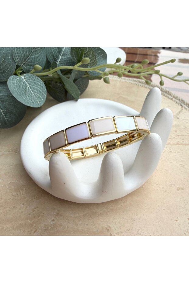 Colorful Rectangular Detail Rubber Bracelet