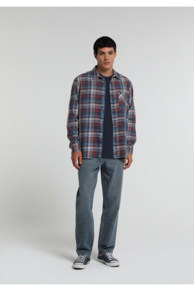 Loose Straight Fit Men's Mid Indigo Denim Jean Pants