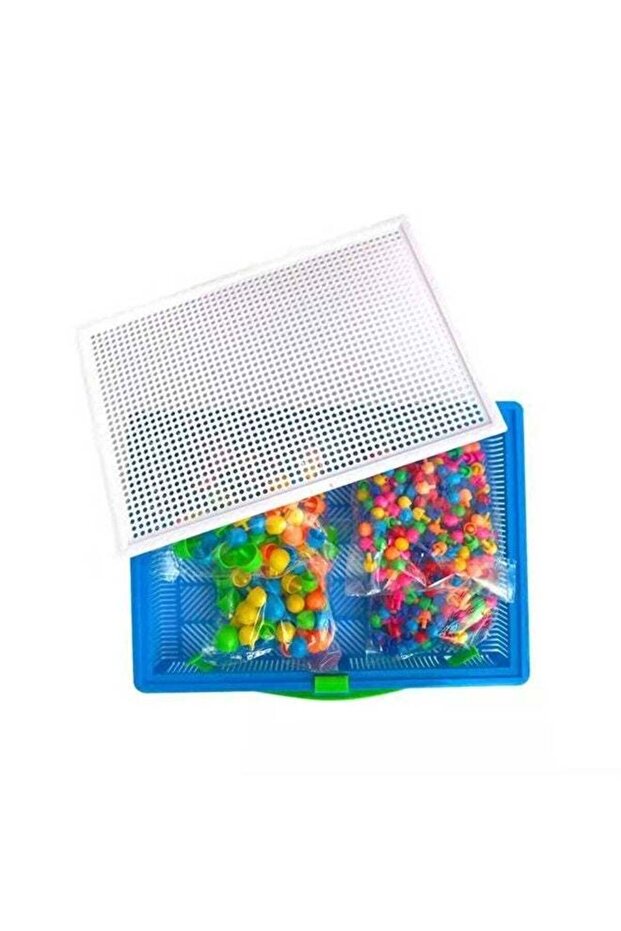 296-Piece Creative Mosaic Pegboard Puzzle Set, Mushroom Nails Pegboard Fine Motor Skill Occupational Activities, 296pcs Nail Beads