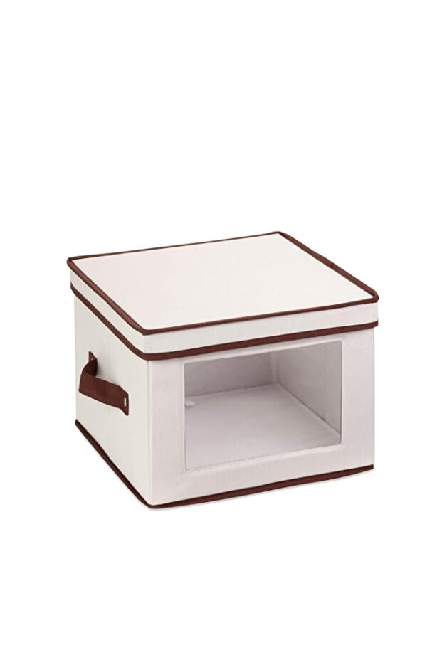 Honey-Can-Do SFT-02063 Natural Canvas Soft Storage Box, Medium Window Box 12x12