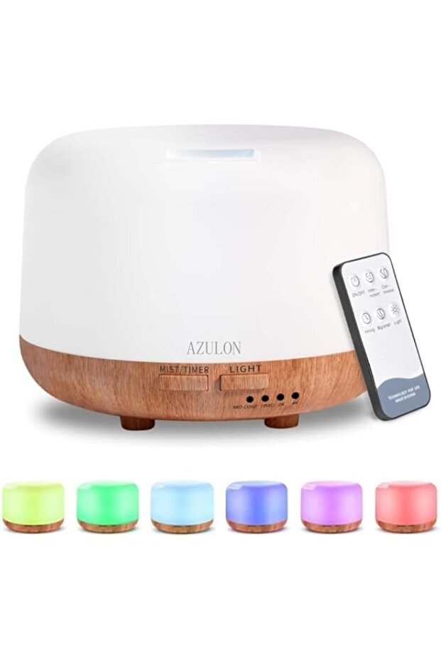 AZULON Essential Oil Diffuser 300ml Aromatherapy Humidifier with Remote Control, 7 LED Colours, Timer & Auto Shut-Off, Whisper-Quiet Ultrasonic Oil Diffuser for Bedroom, Office & Home
