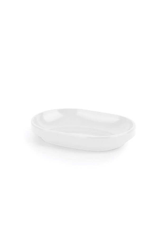 Umbra Step Soap Dish Container For Bathroom - White Oval Durable Soap Bar Holder For Bath Sink - Nicely Fits Into Amenity Tray and Holds the Soap Bar Preventing It From Dirt and Ensures Zero Waste