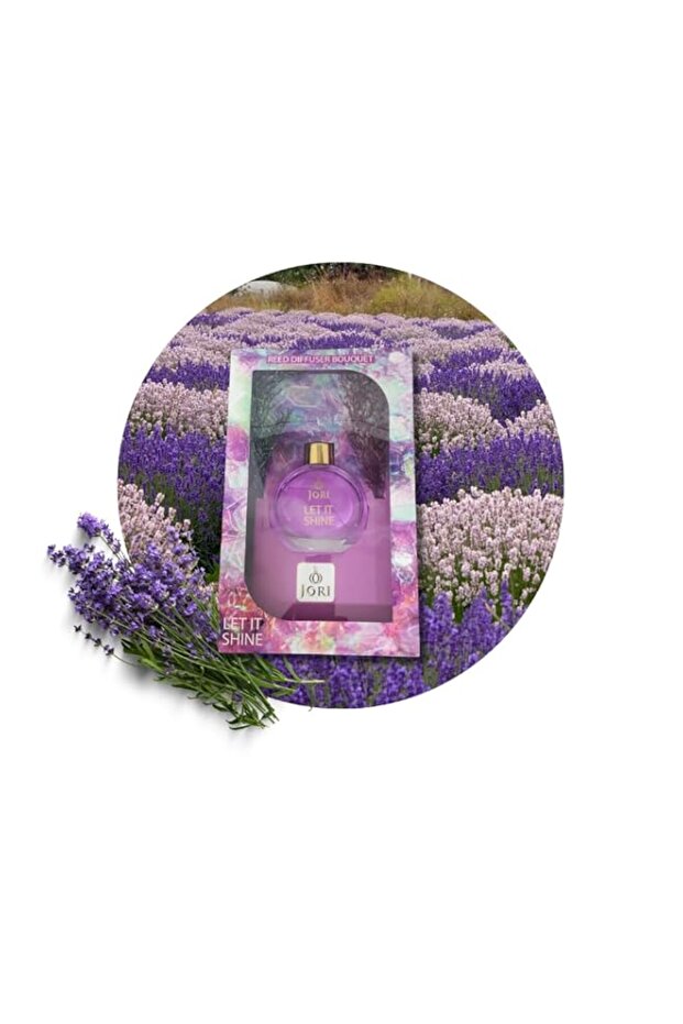Jori - Let It Shine, Reed Diffuser Bouquet, Lavender Fragrance Bottle with Decorative Dry Leaf Reeds