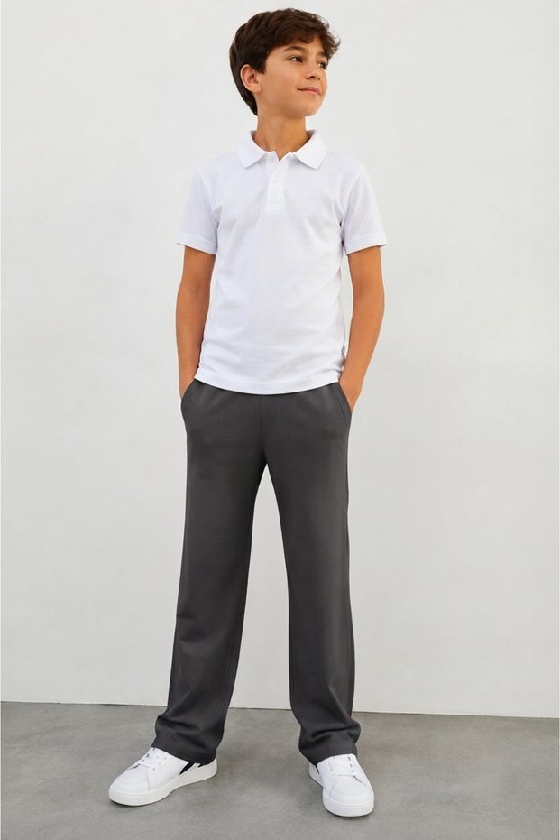 Sümer Işık Unisex Kids/Students Combed Cotton Relaxed Fit Sweatpants/Pants - Flexible Waist Daily School and Play Wear