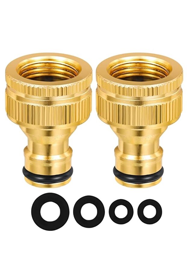 Bukela Garden Hose Tap Connector 2 pack 3/4 inch Brass Female Threaded Tap Connector for Hosepipe Threaded Faucet Adapter