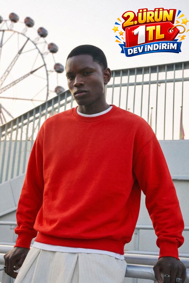 Men's 100% Cotton Regular Fit Red Sweatshirt