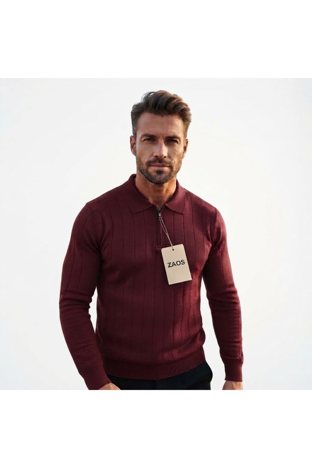 Men's Long-Sleeved Basic Polywool Knitwear Sweater Regular Fit