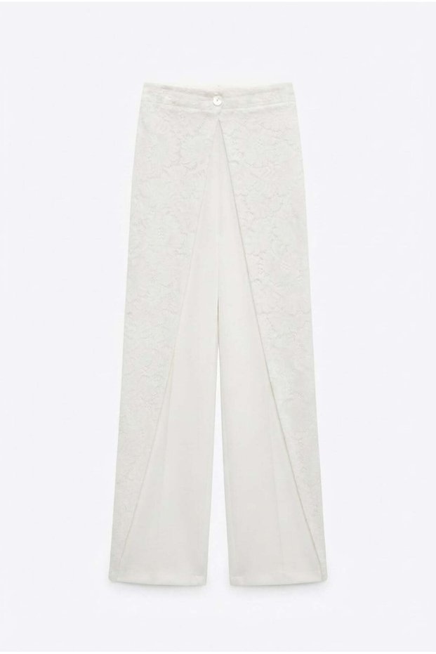 White Lace Detailed Trousers