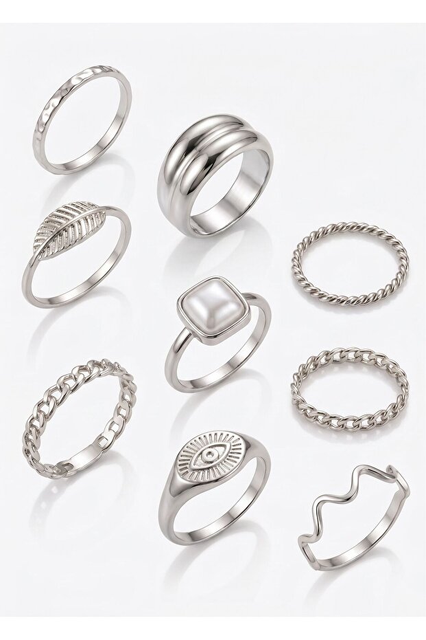 9-Piece Enamel Ring and Knuckle Ring Set