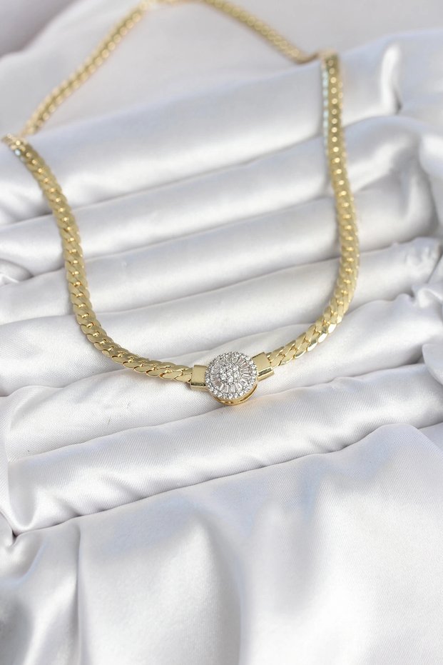 Ezme Chain Model Zircon Stone Vip Series Gold Color Women's Necklace