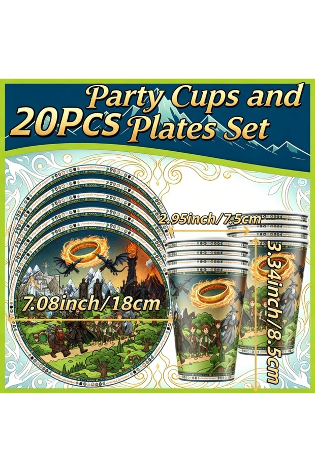 other Combination 20pcs Cartoon Rings Themed King Paper Plate Cup Background Fashion Creative Scene