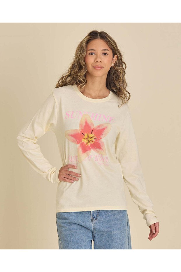 Senior Girls White Printed Long Sleeve T-Shirt
