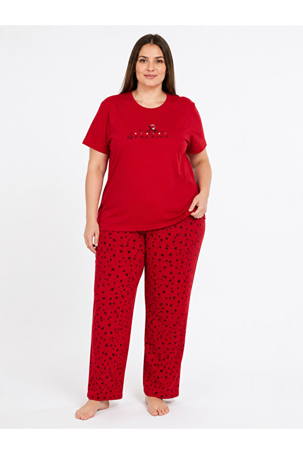 Plus Size Summer Awesome Red Pajama Set