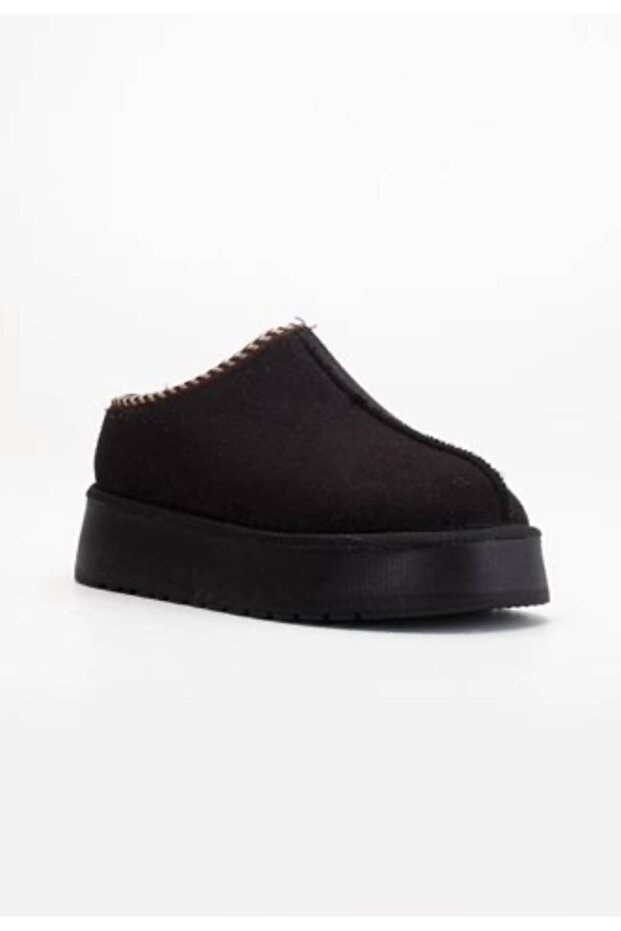 Shoes Women's Suede Fur Lined Wool Thick Sole High Heeled Winter Slippers