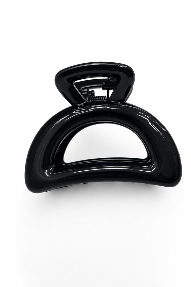 Black Shiny Half Moon Design Hair Clip Stylish and Convenient Hair Accessory for Women