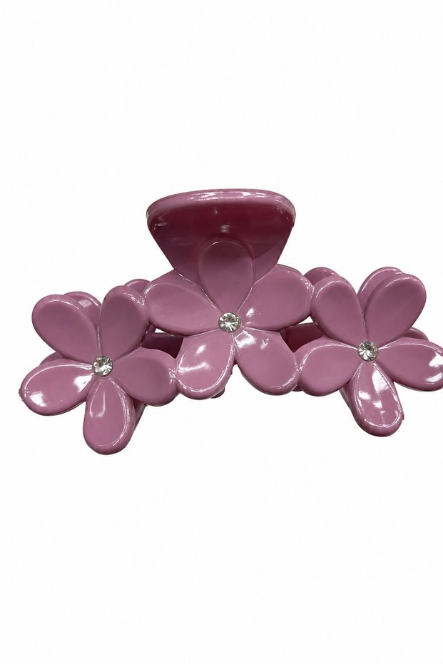 Purple Floral Stone Detailed Hair Clip Claw Clip Women's Accessory