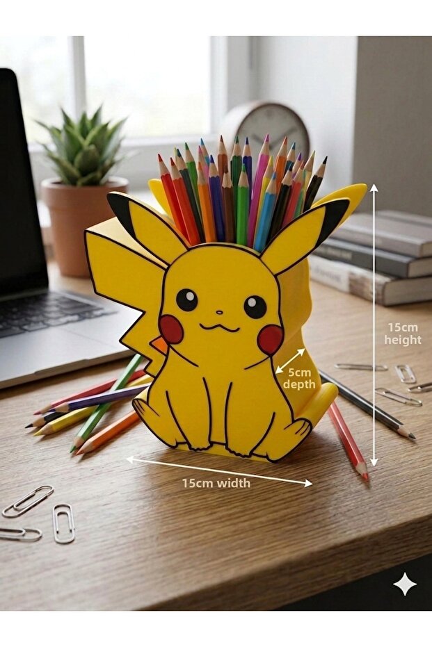 Cute Pikachu Desktop Pen Holder - Pokemon Pikachu Themed Organizer - Box