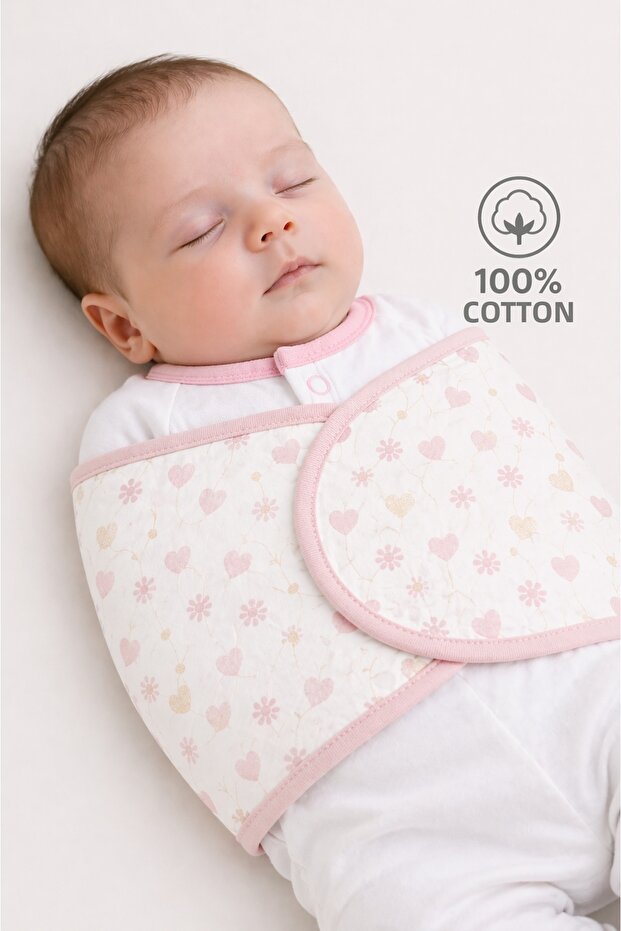 100% Cotton Newborn Swaddle - Soft Padded, Adjustable Velcro Baby Swaddle