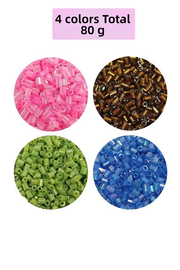 Cut glass beads 2mm - 4 colors - total 80 grams - bnc440
