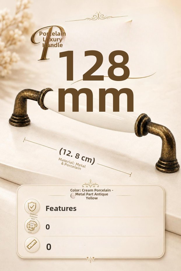 Porcelain Cream Antique Yellow Handle 128 mm 12.8 cm Furniture Drawer Cabinet Cupboard Door Handles Handle