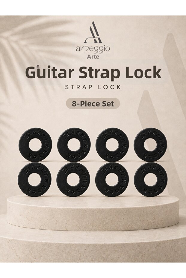 Guitar Strap Lock 8 Pieces Black Strap Lock Set of 8 – Silicone Strap Stabilizer