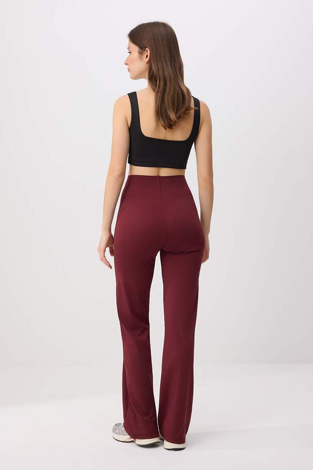 Bordo Dalgıç/Scuba Kumaş Bel Toparlayıcı Spor Örme Eşofman Altı THMSS26EA00010 - 5