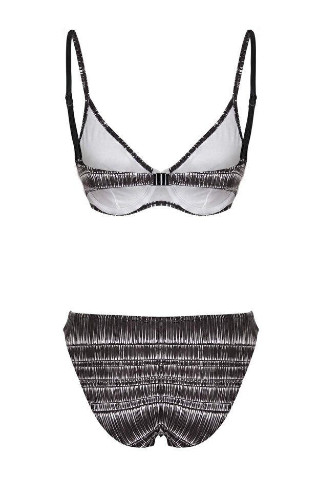 Etnik Desenli Straplez Kaplı Düğüm Detaylı Normal Bel Regular Bikini Takımı TBESS26BT00210 - 6